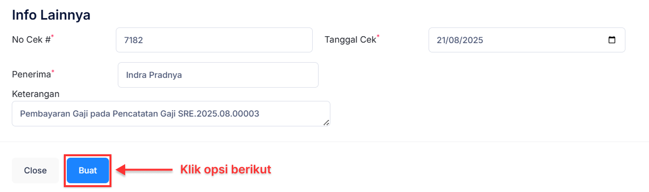 Halaman Pencatatan Gaji