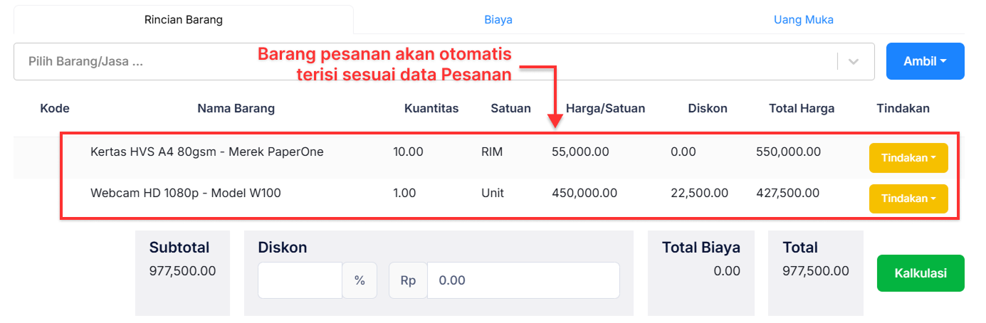 Halaman Pengiriman Pesanan