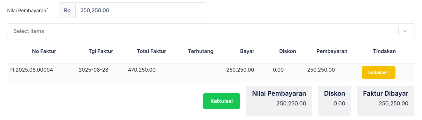 Halaman Faktur Pembelian