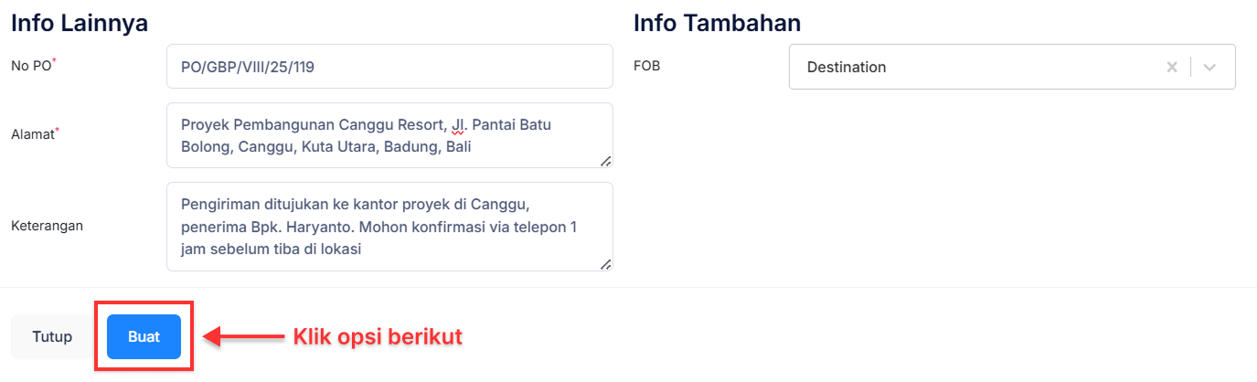 Halaman Pesanan Penjualan