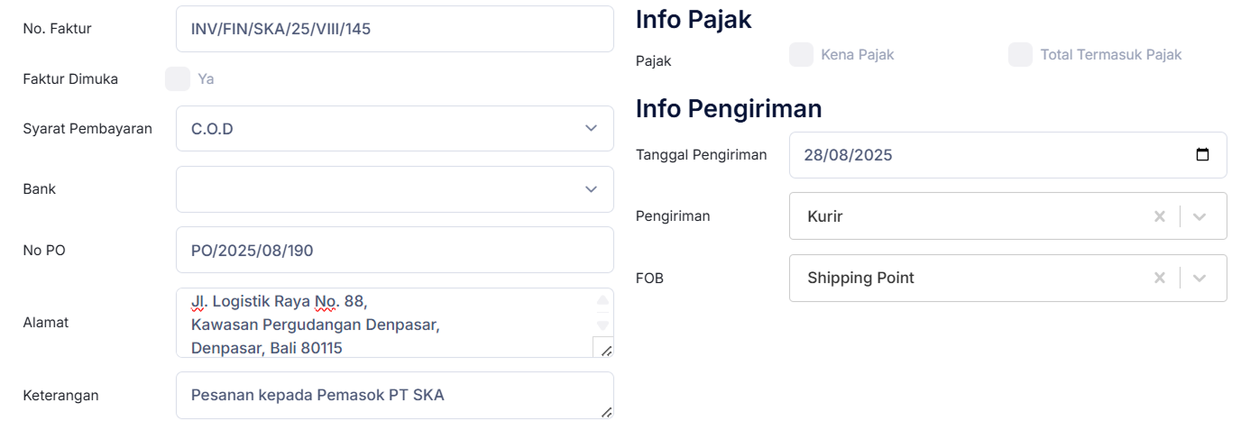 Halaman Penerimaan Barang