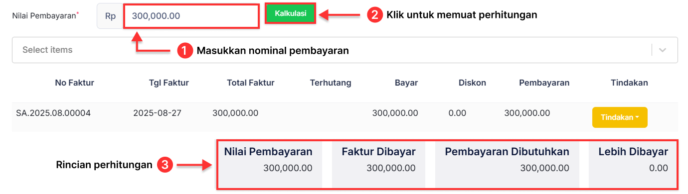 Halaman Uang Muka Penjualan