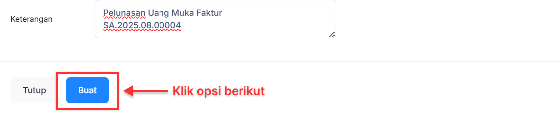 Halaman Uang Muka Penjualan