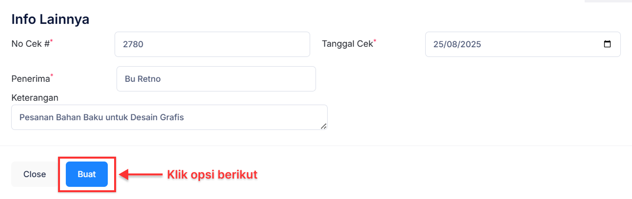 Halaman Penambahan Bahan Baku