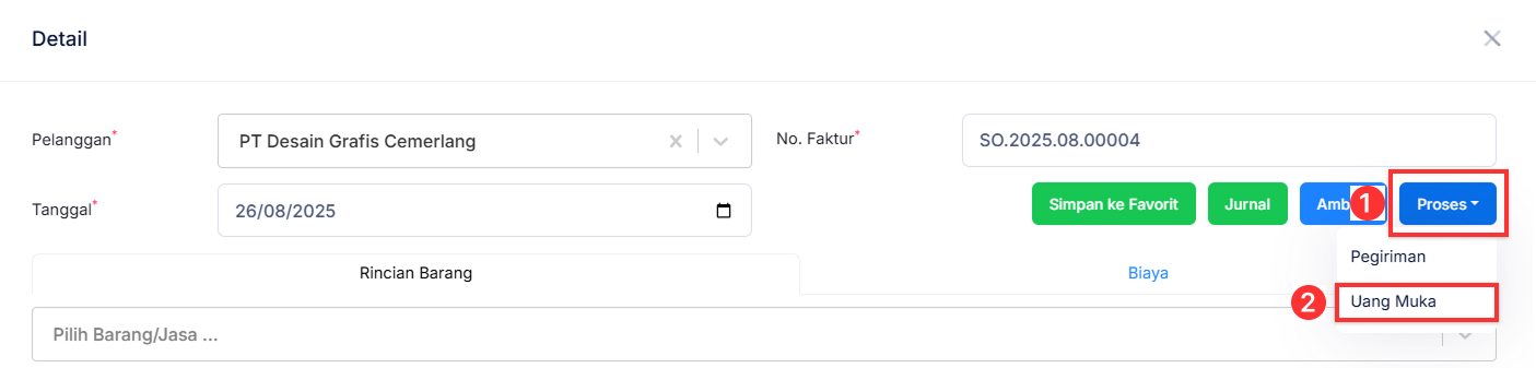 Halaman Pesanan Penjualan