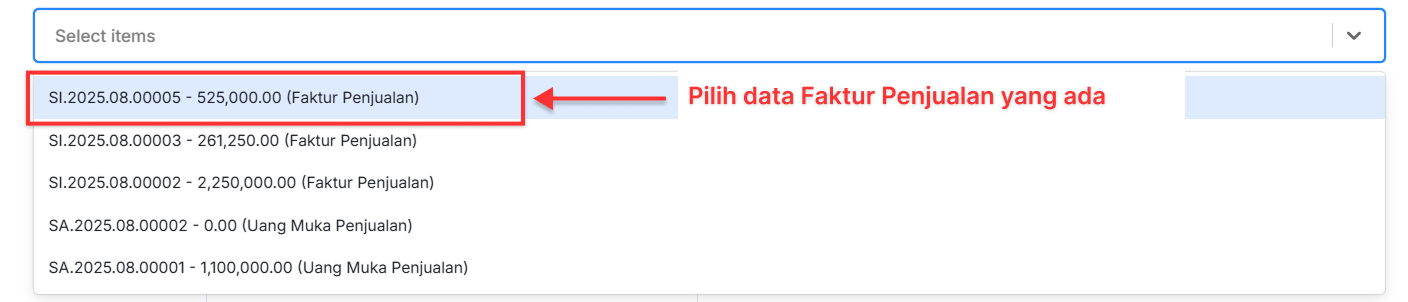 Halaman Penerimaan Penjualan