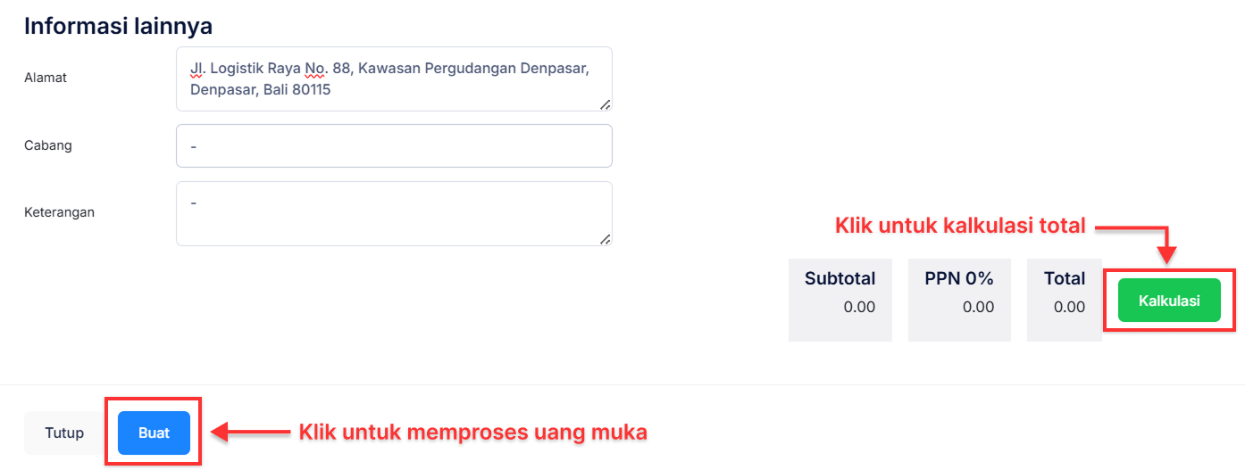 Halaman Pesanan Penjualan