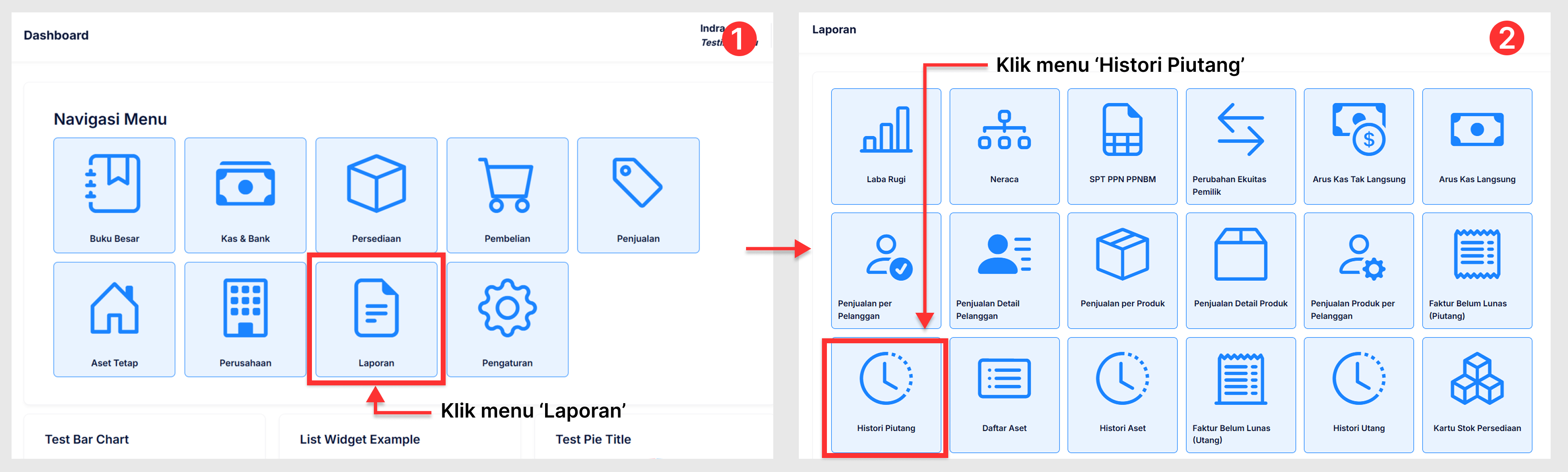 Halaman Histori Piutang