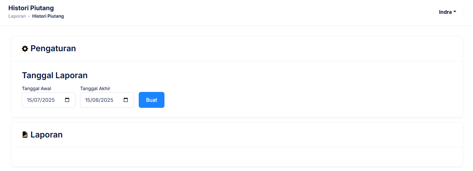 Halaman Histori Piutang