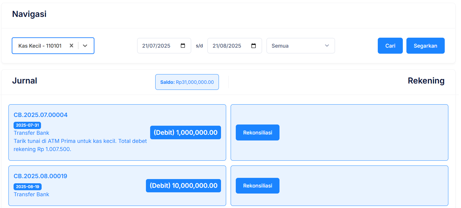 Halaman Transfer Bank