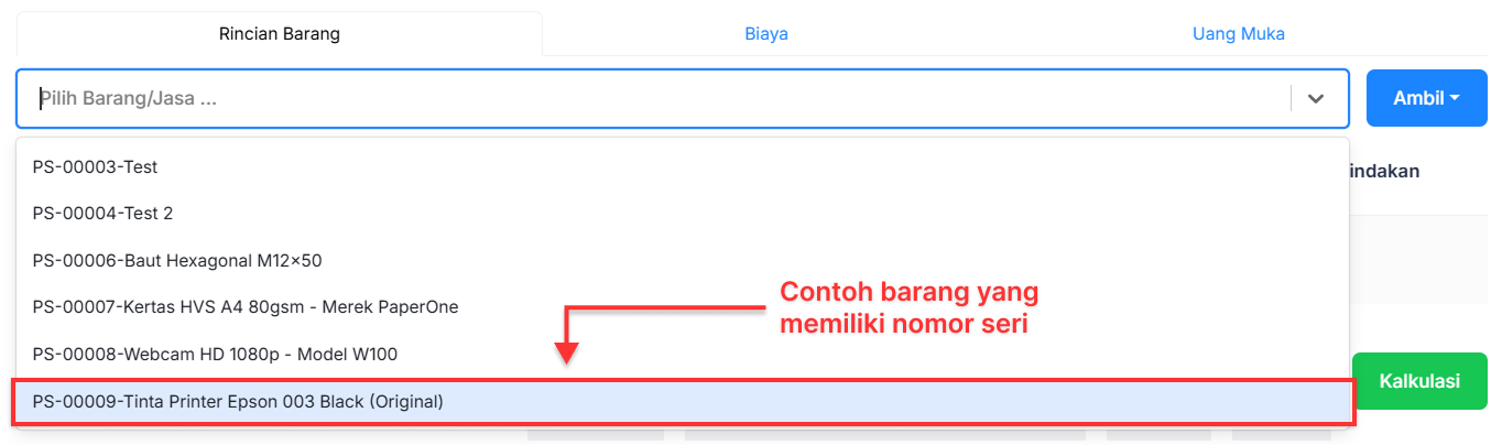 Halaman Faktur Pembelian