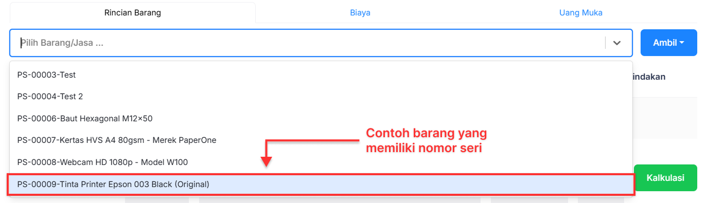 Halaman Faktur Penjualan