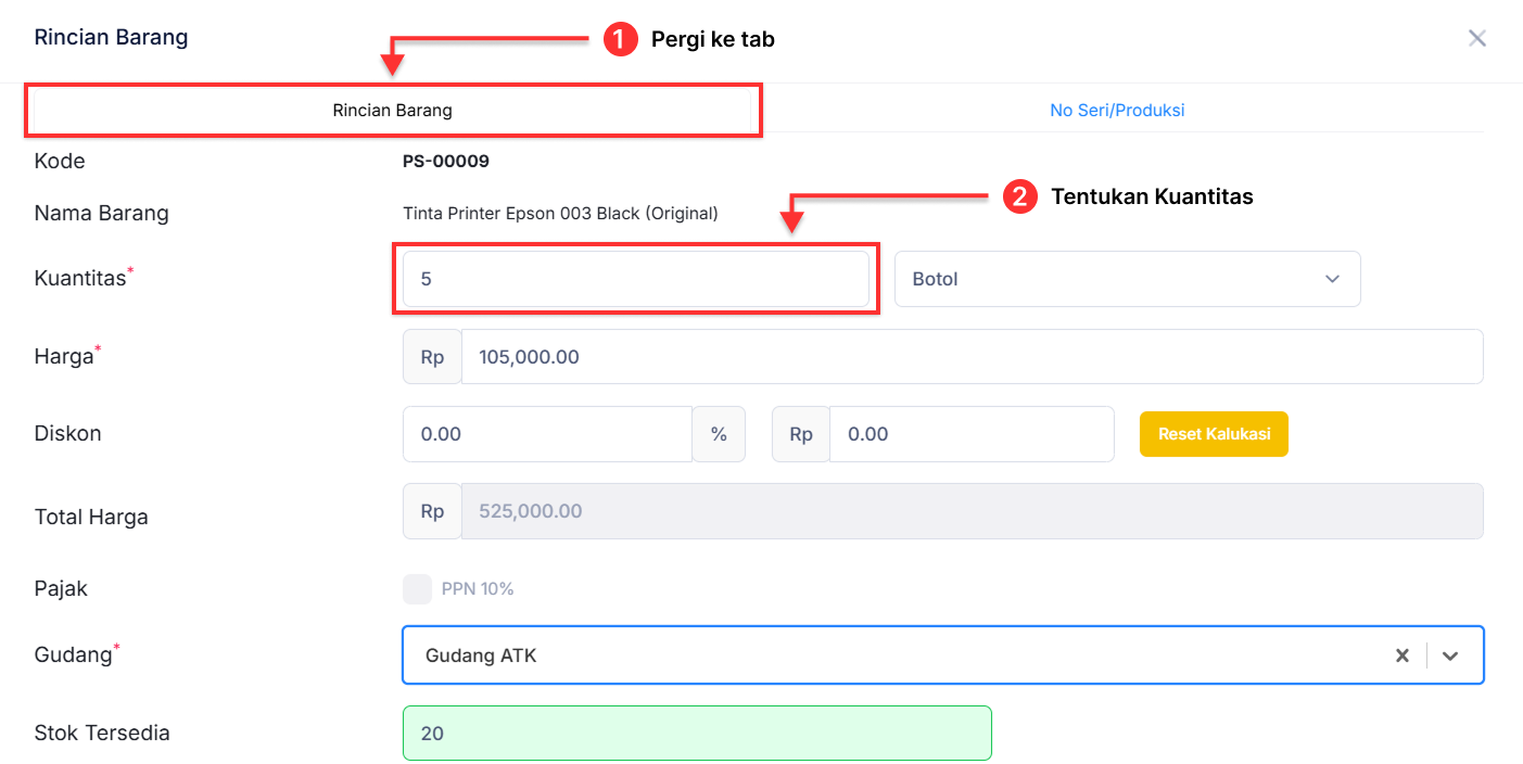 Halaman Faktur Penjualan