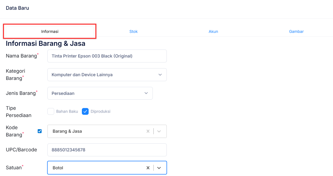 Halaman Barang &amp; Jasa