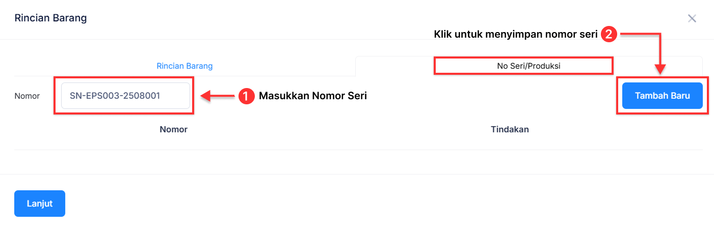 Halaman Pekerjaan Pesanan
