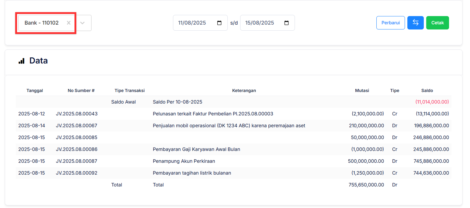 Halaman Transfer Bank