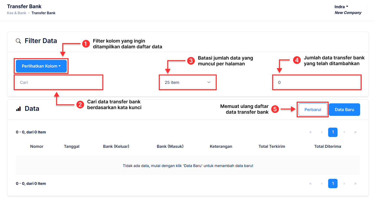 Halaman Transfer Bank