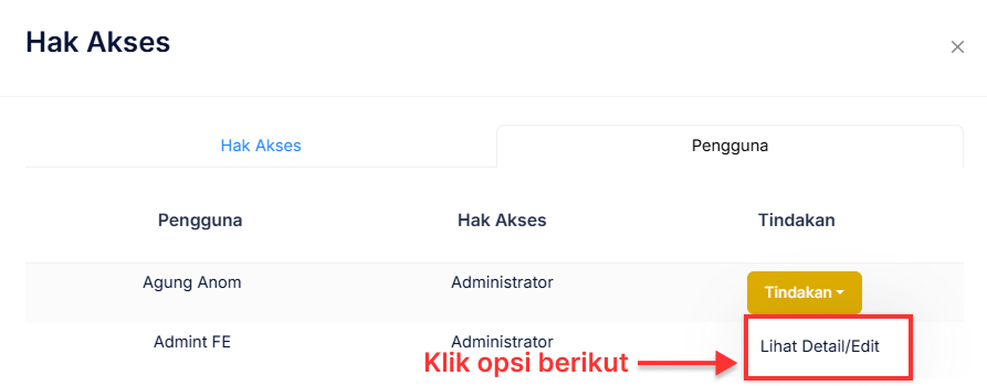 Langkah Mengubah Akses