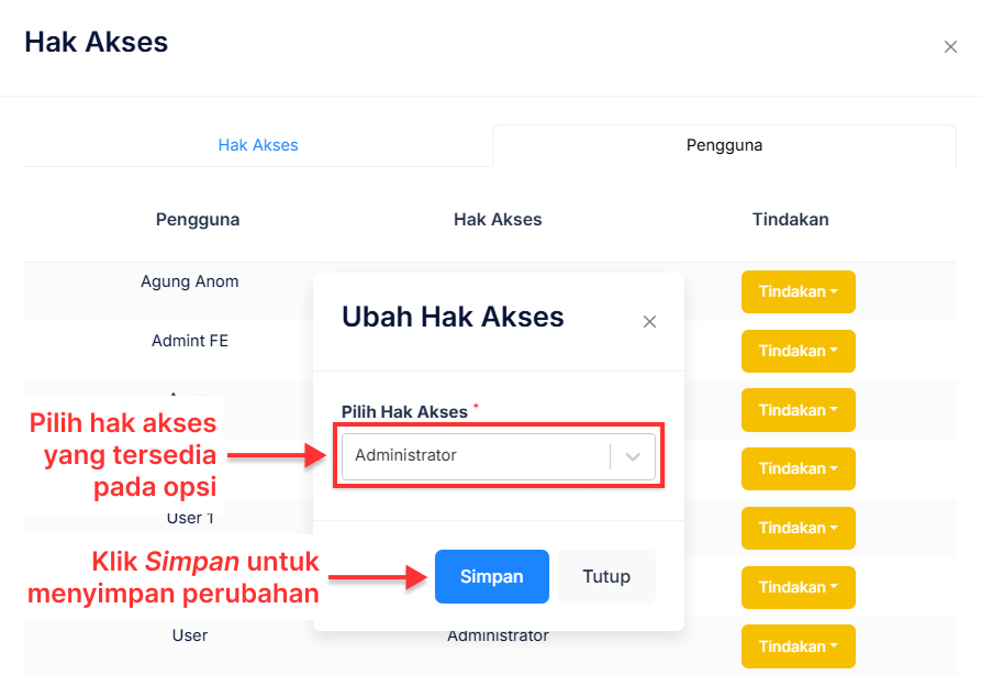 Langkah Mengubah Akses