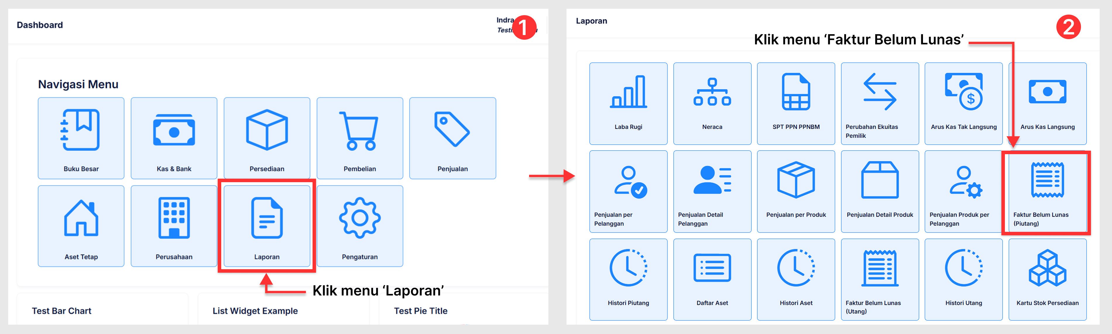 Halaman Faktur Belum Lunas (Piutang)