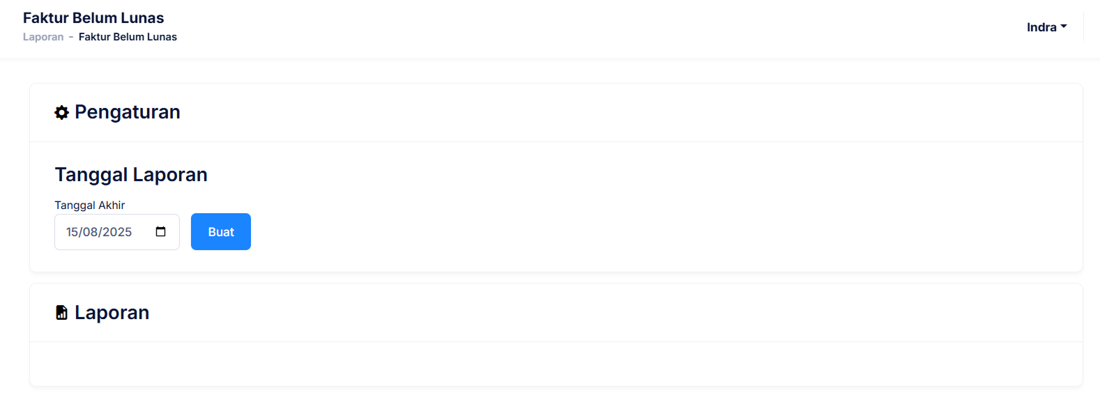 Halaman Faktur Belum Lunas (Piutang)